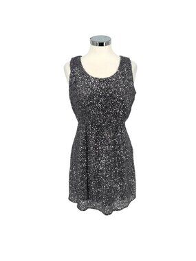 The Vintage Shop Cutout Silver Sequin Sleeveless Party Mini Dress Size Large